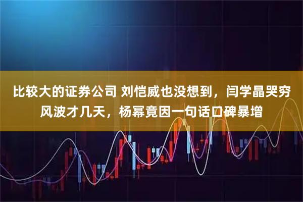 比较大的证券公司 刘恺威也没想到，闫学晶哭穷风波才几天，杨幂竟因一句话口碑暴增